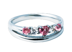 ピンクトルマリン ホワイトサファイア付 K10WGリング