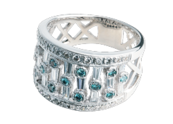 プラチナ　ブルーダイヤ デザインリング